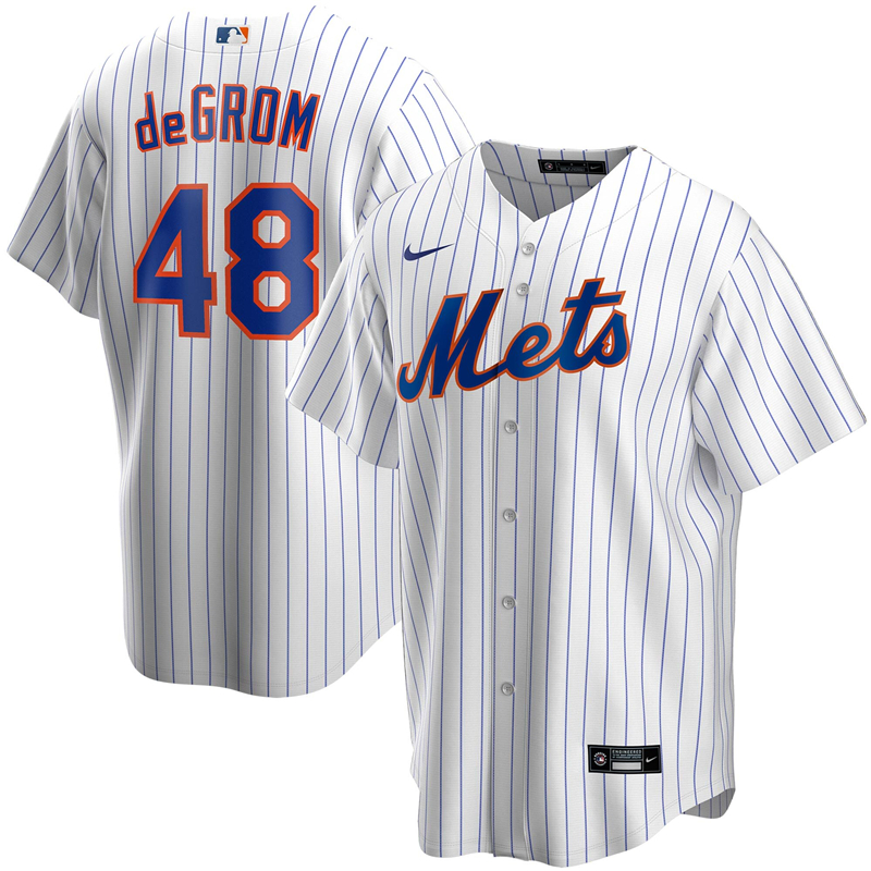 2020 MLB Men New York Mets #48 Jacob deGrom Nike White Home 2020 Replica Player Jersey 1